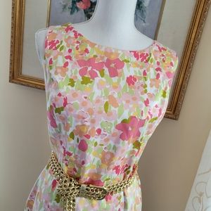 Brooks Brothers 346 Stretch Sleeveless Floral Print Sheath Dress
